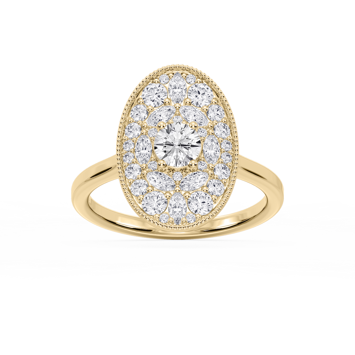 Chandler 1 ⅕ ctw Round and Marquise Lab Grown Diamond Multi Shape Halo Vintage Promise Ring