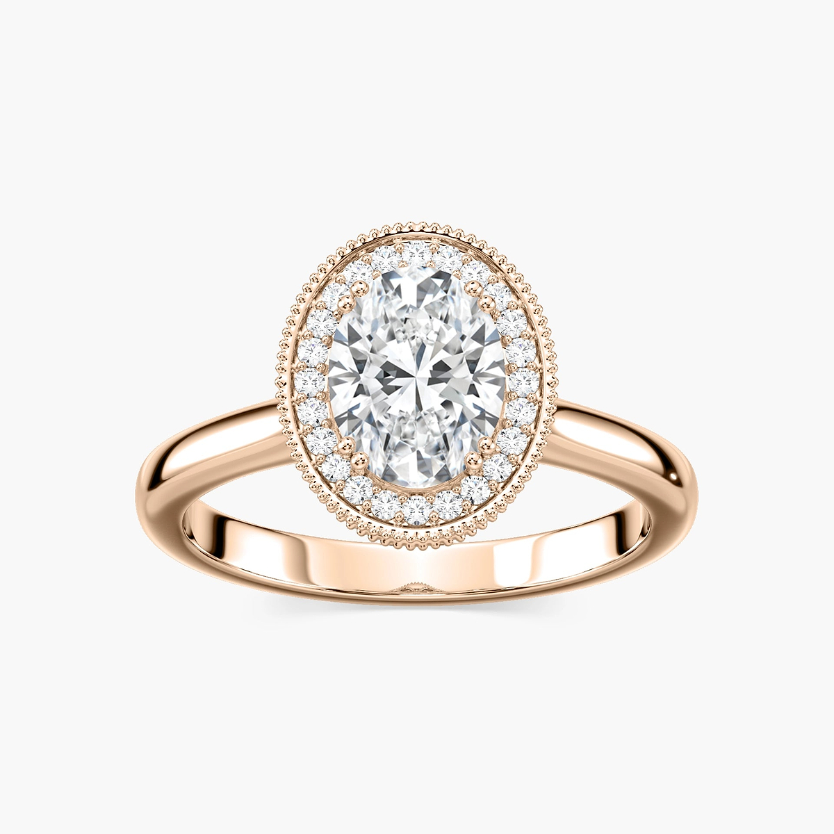 Venise Oval Lab Grown Diamond Milgrain Vintage Halo Engagement Ring