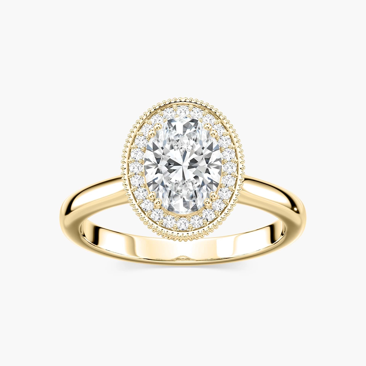 Venise Oval Lab Grown Diamond Milgrain Vintage Halo Engagement Ring