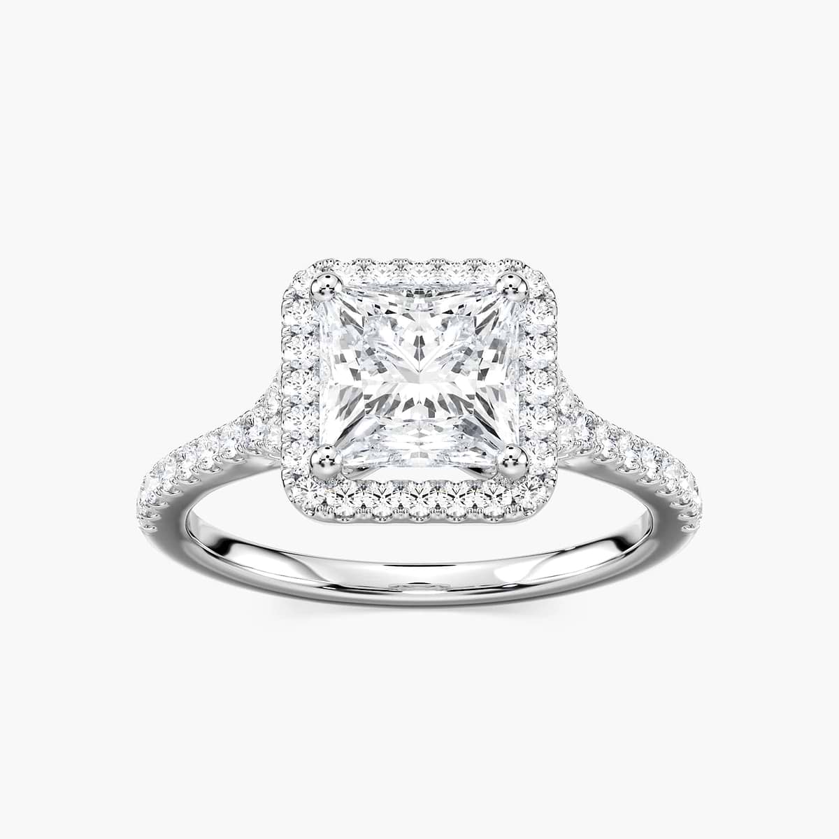Charlotte Princess Lab Grown Diamond Split Shank Halo Engagement Ring