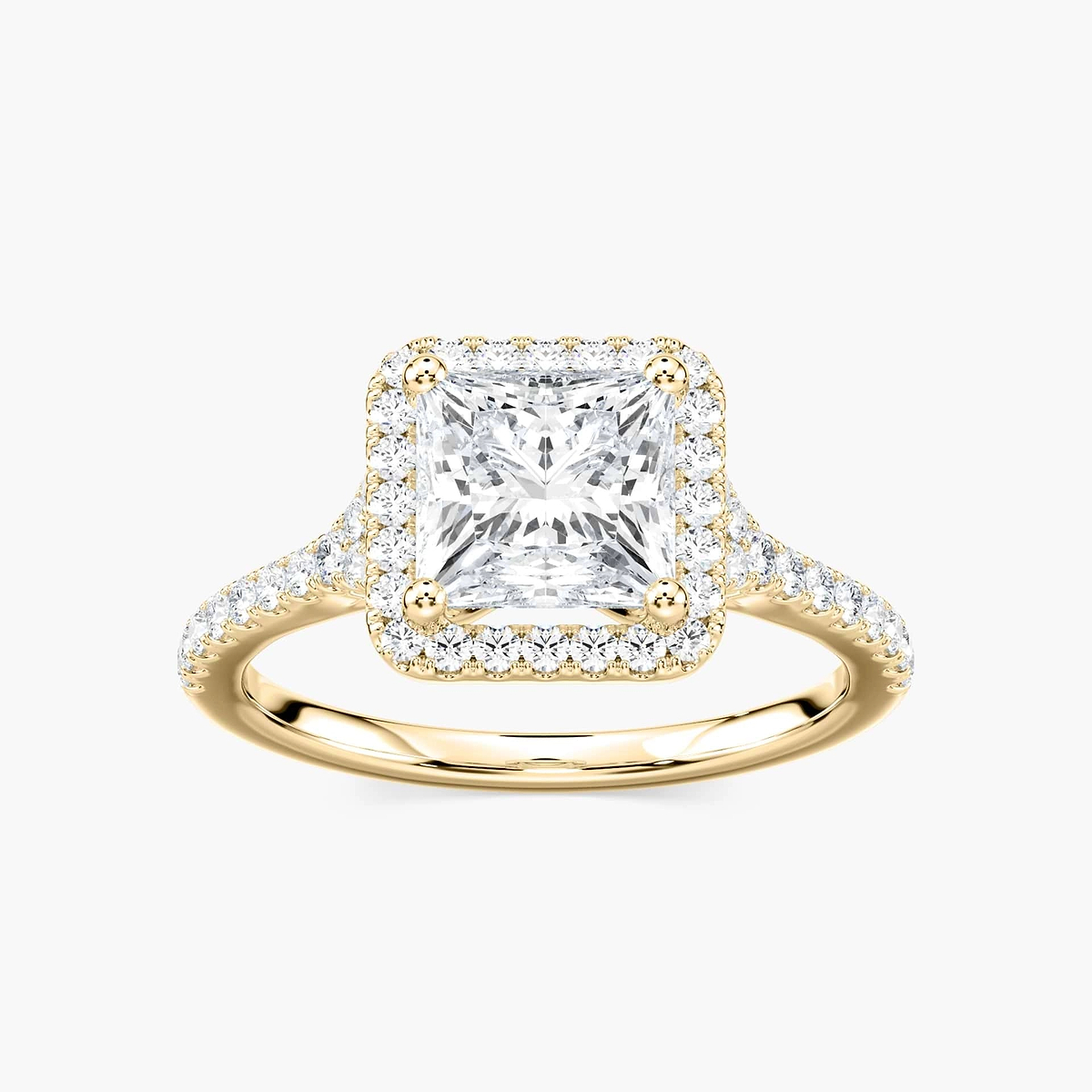 Charlotte Princess Lab Grown Diamond Split Shank Halo Engagement Ring