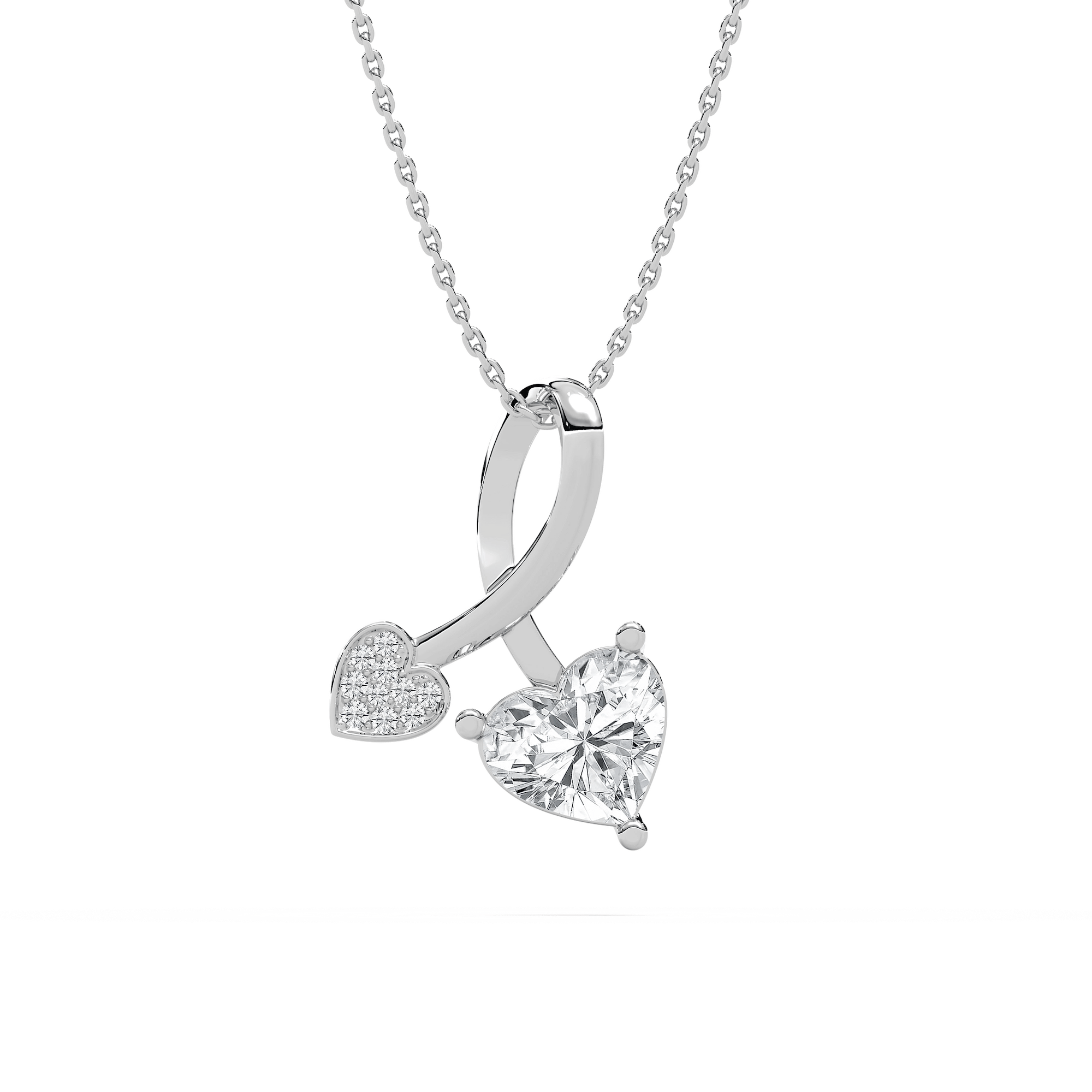 1 ½ ctw Heart and Round Lab Grown Diamond Charmed Pendant - 18 Inches