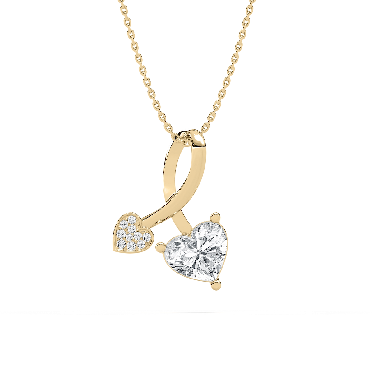 1 ½ ctw Heart and Round Lab Grown Diamond Charmed Pendant - 18 Inches