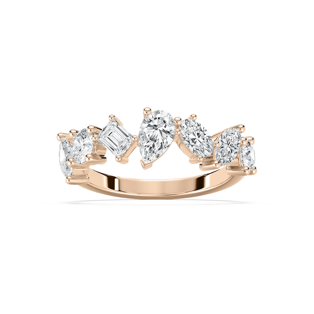 Hattie 1 ½ ctw Multi-Shape Lab Grown Diamond Staggered Anniversary Band