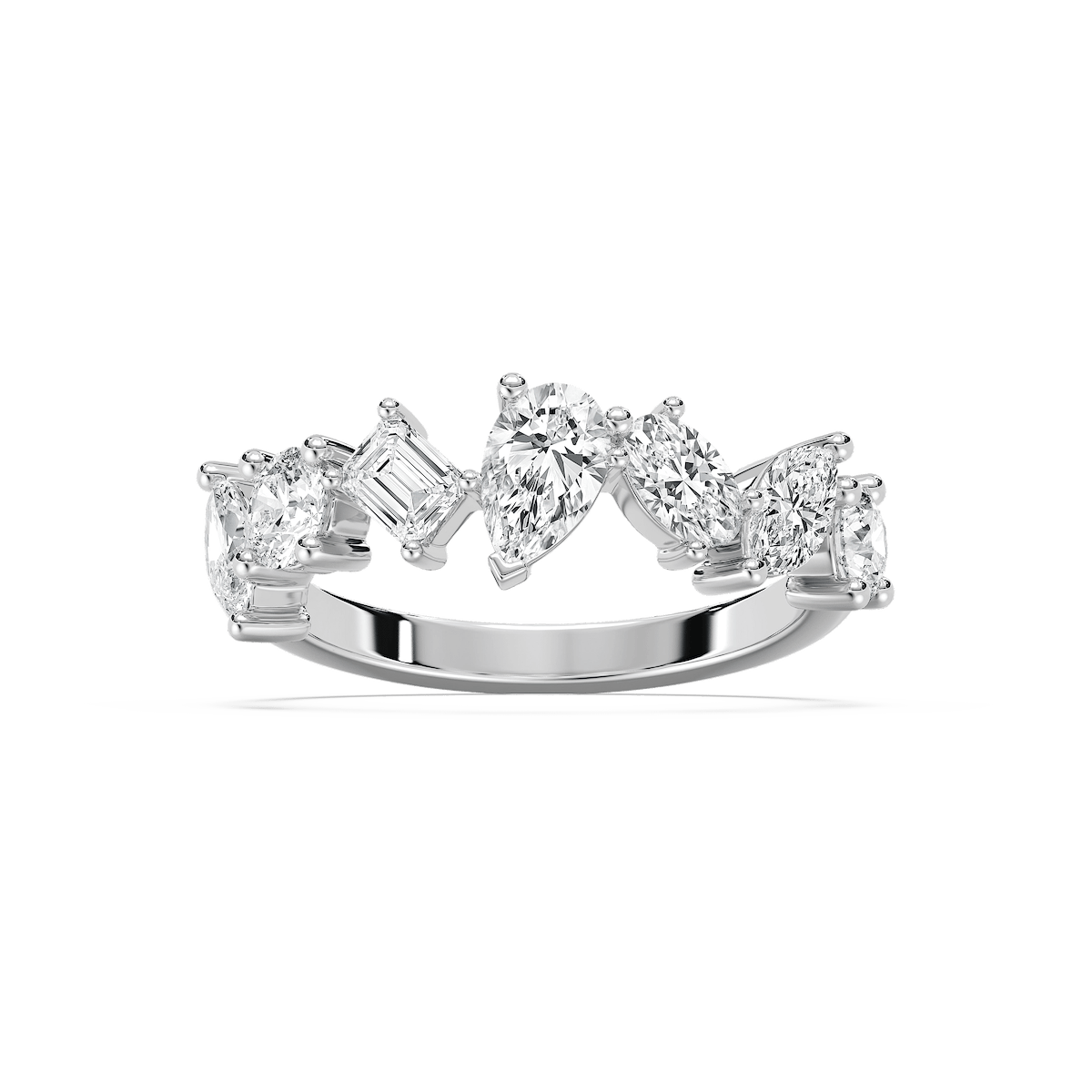 Hattie 1 ½ ctw Multi-Shape Lab Grown Diamond Staggered Anniversary Band