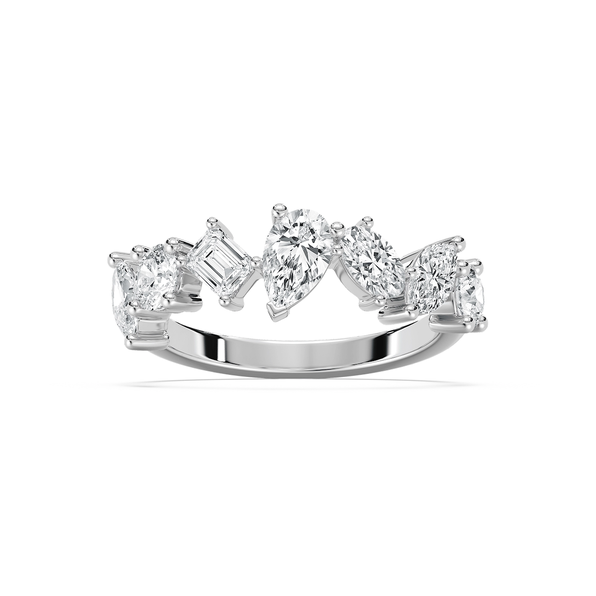 Hattie 1 ½ ctw Multi-Shape Lab Grown Diamond Staggered Anniversary Band