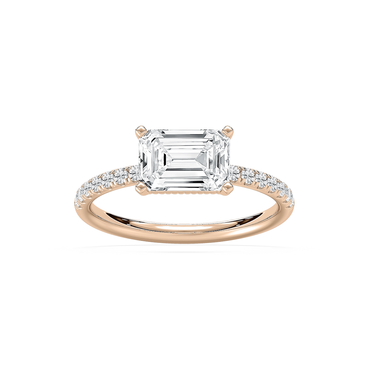 Leona 2 ¹⁄₅ ctw Emerald Lab Grown Diamond East West Side Stone Engagement Ring