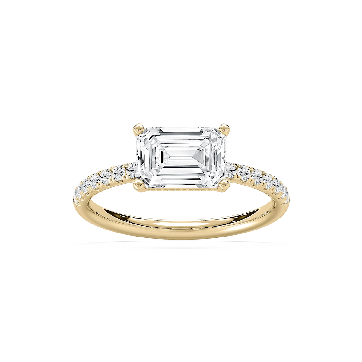 Leona 2 ¹⁄₅ ctw Emerald Lab Grown Diamond East West Side Stone Engagement Ring