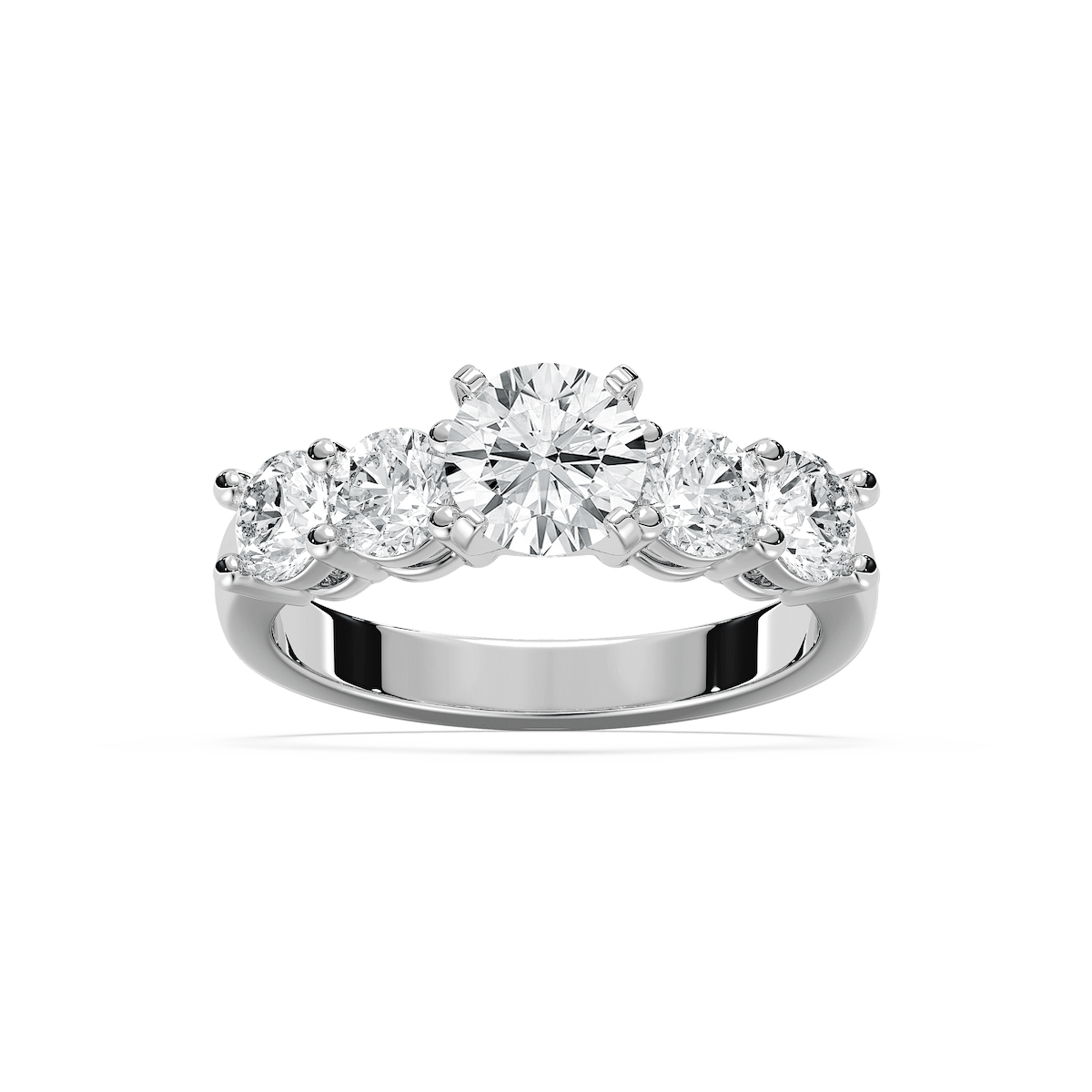 Christine Round Lab Grown Diamond Impact Side Stone Engagement Ring