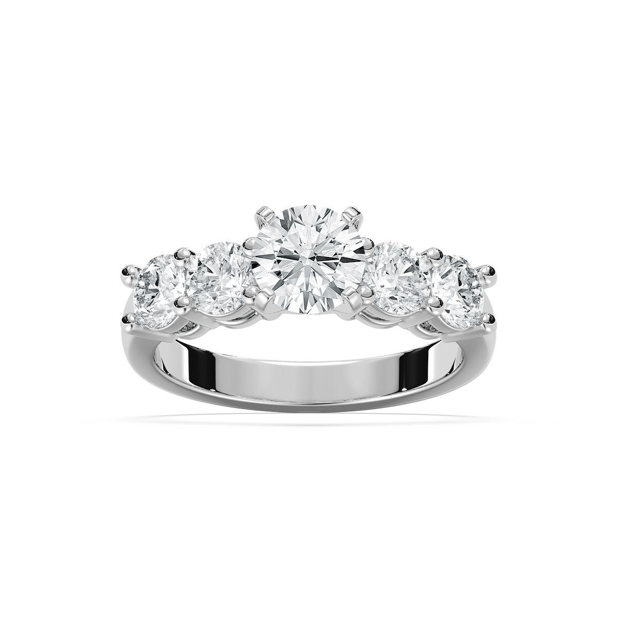 Christine Round Lab Grown Diamond Impact Side Stone Engagement Ring