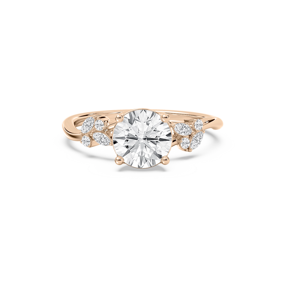 Circe 3 ¹⁄₆ ctw Round Lab Grown Diamond Flowering Trellis Side Stone Engagement Ring