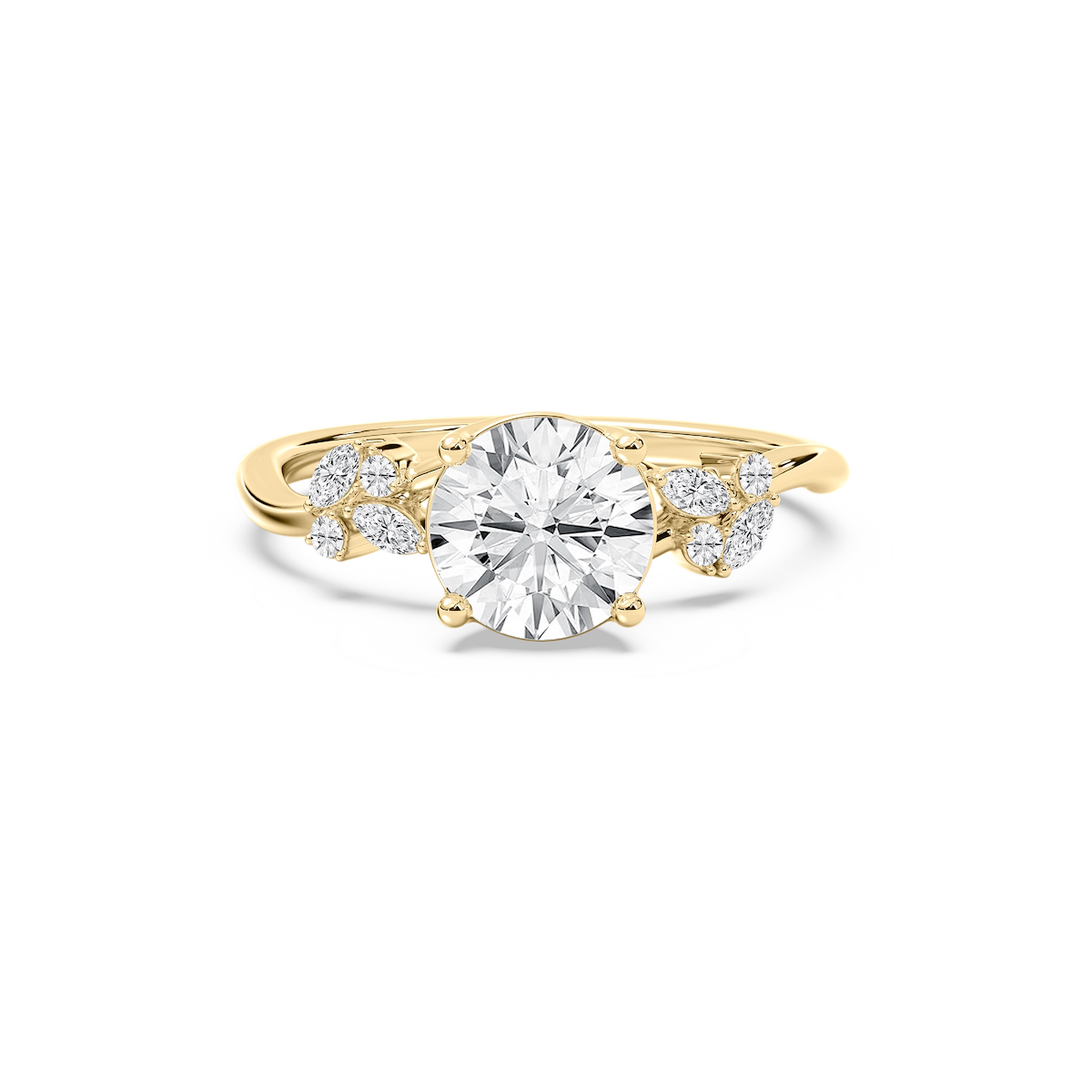 Circe 3 ¹⁄₆ ctw Round Lab Grown Diamond Flowering Trellis Side Stone Engagement Ring