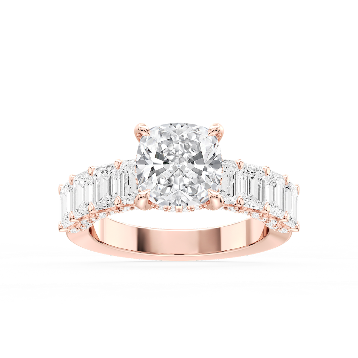 Claire Cushion Lab Grown Diamond Hidden Halo Engagement Ring