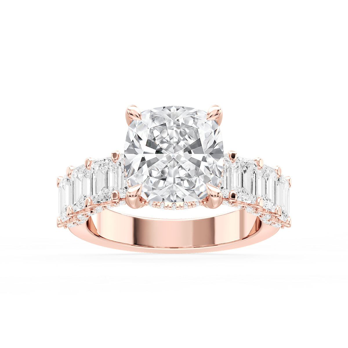 Claire Cushion Lab Grown Diamond Hidden Halo Engagement Ring