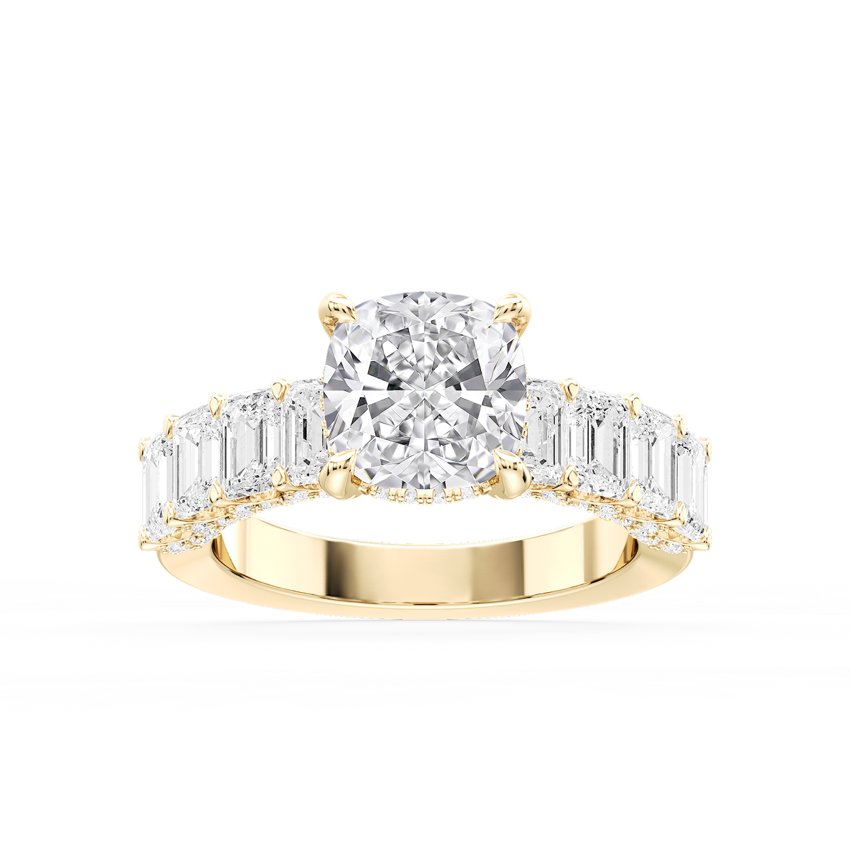 Claire Cushion Lab Grown Diamond Hidden Halo Engagement Ring
