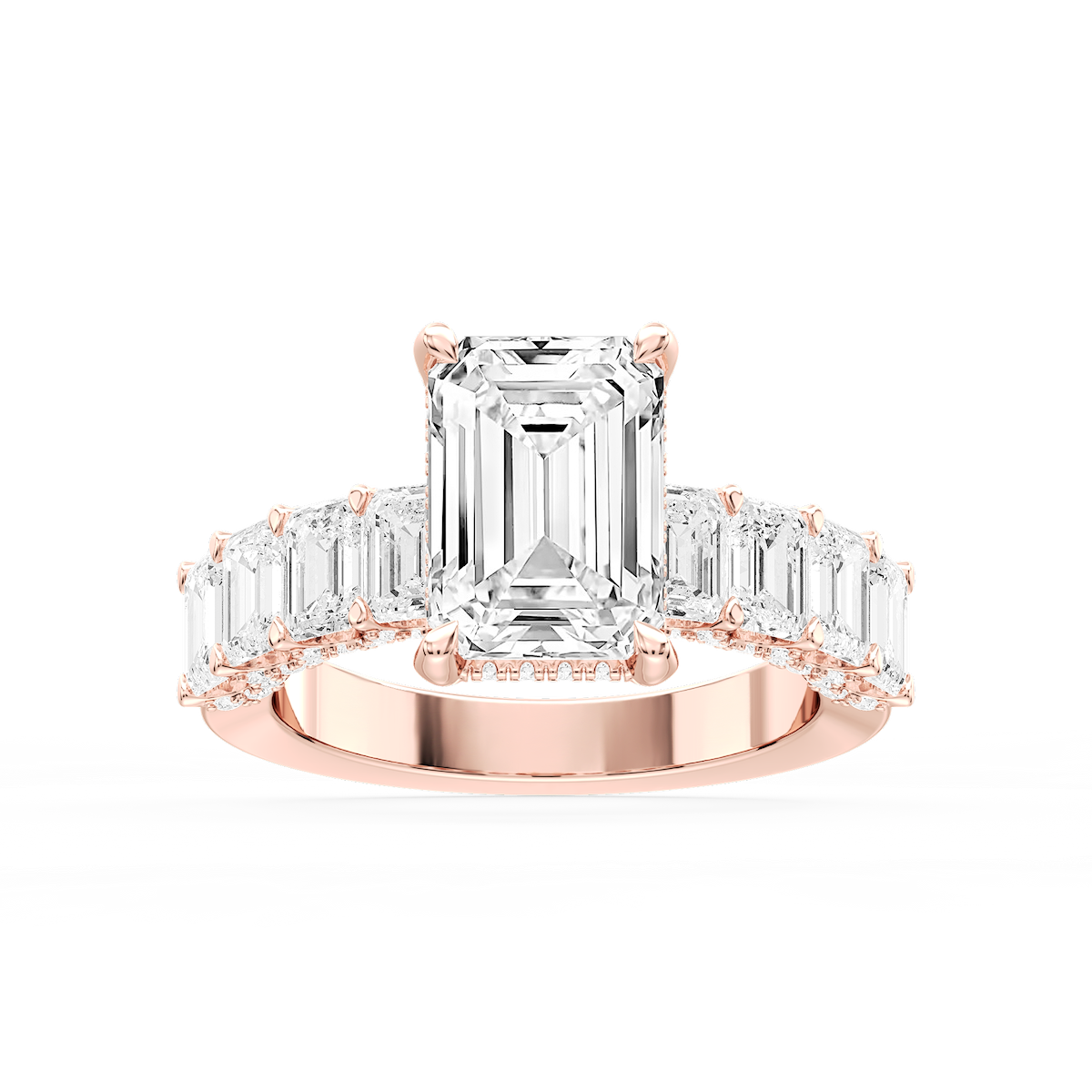 Claire Emerald Lab Grown Diamond Hidden Halo Engagement Ring