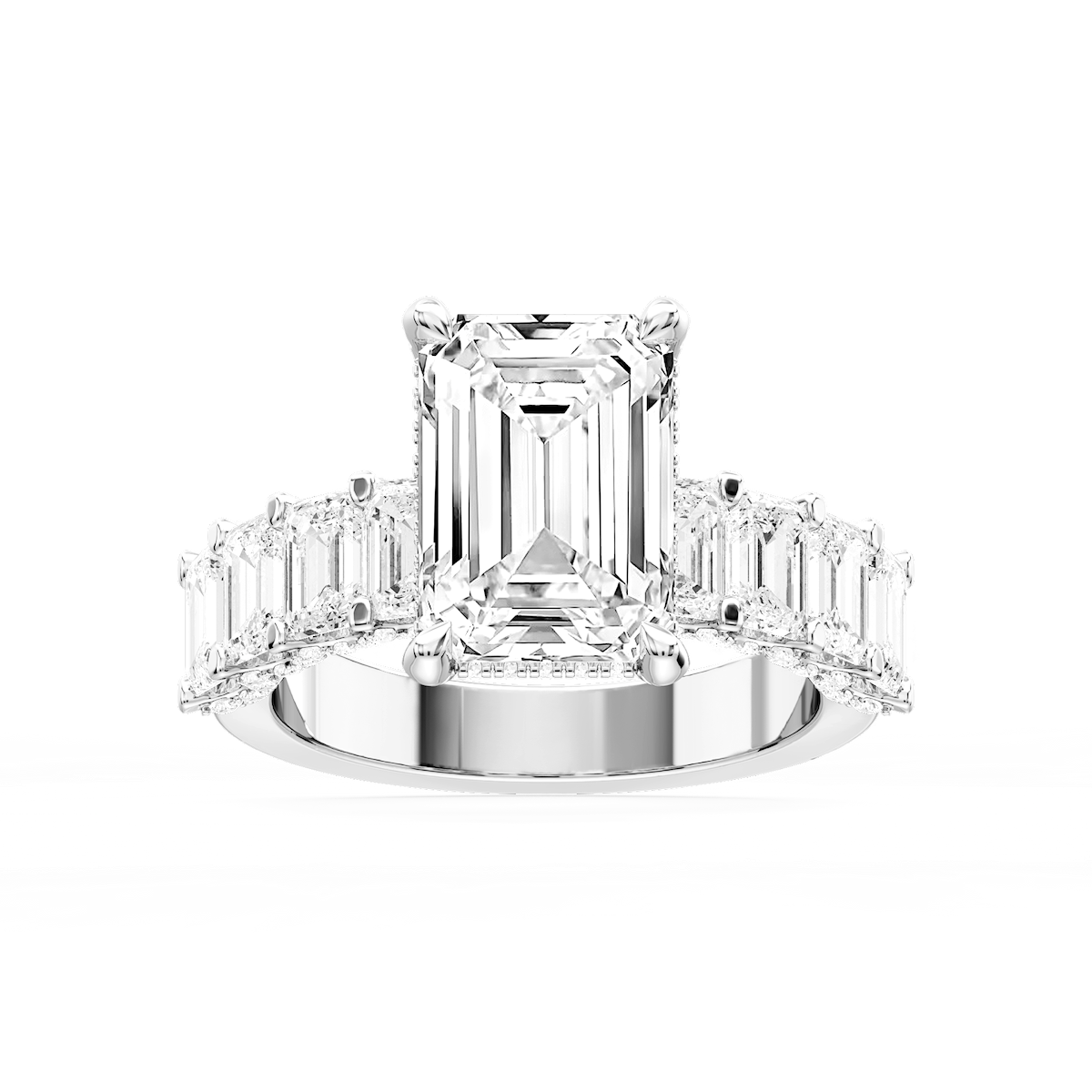 Claire Emerald Lab Grown Diamond Hidden Halo Engagement Ring