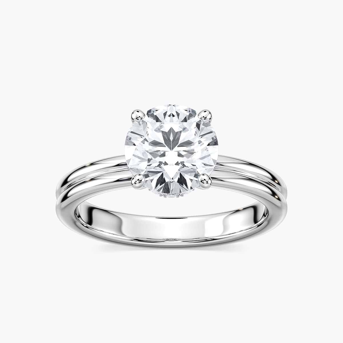 Clara Lab Grown Diamond Double Band Hidden Halo Engagement Ring