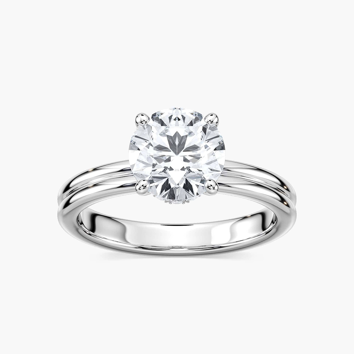 Clara Lab Grown Diamond Double Band Hidden Halo Engagement Ring