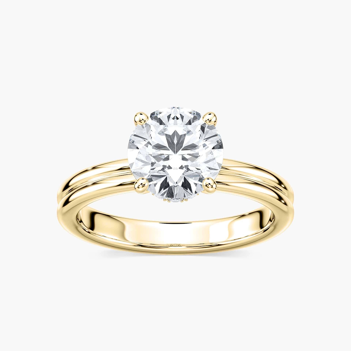 Clara Lab Grown Diamond Double Band Hidden Halo Engagement Ring