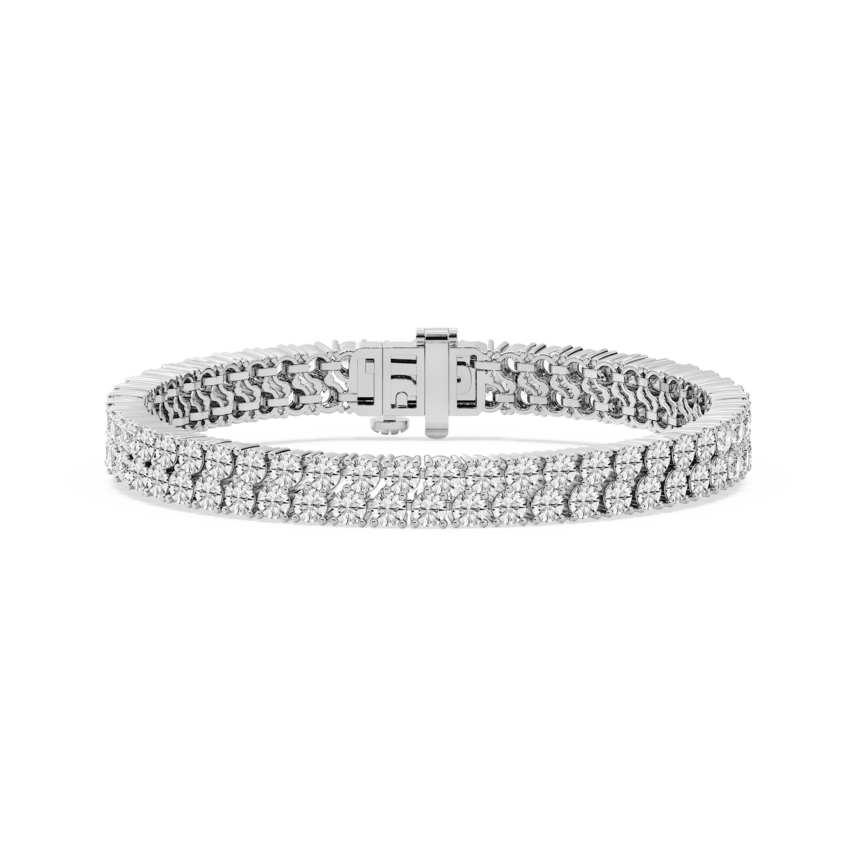 10 ctw Round Lab Grown Diamond Offset Double Row Tennis Bracelet  - 7 Inches