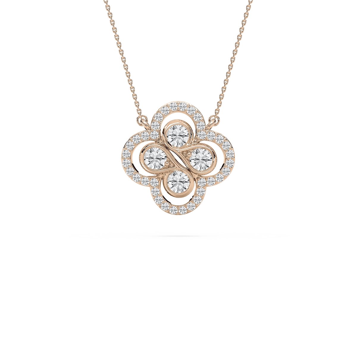 1 ½ ctw Round Lab Grown Diamond Clover Pendant - 18 Inches