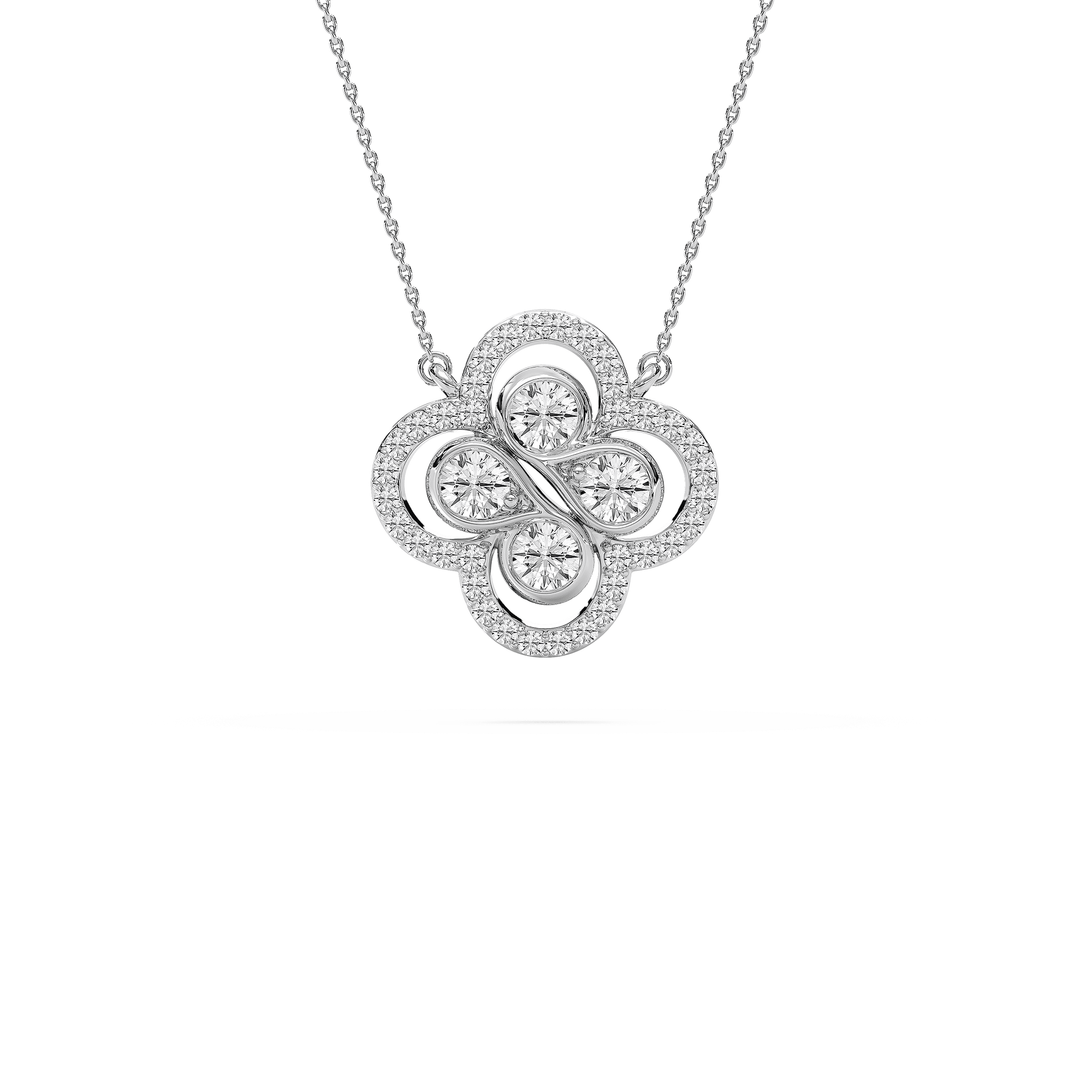 1 ½ ctw Round Lab Grown Diamond Clover Pendant - 18 Inches