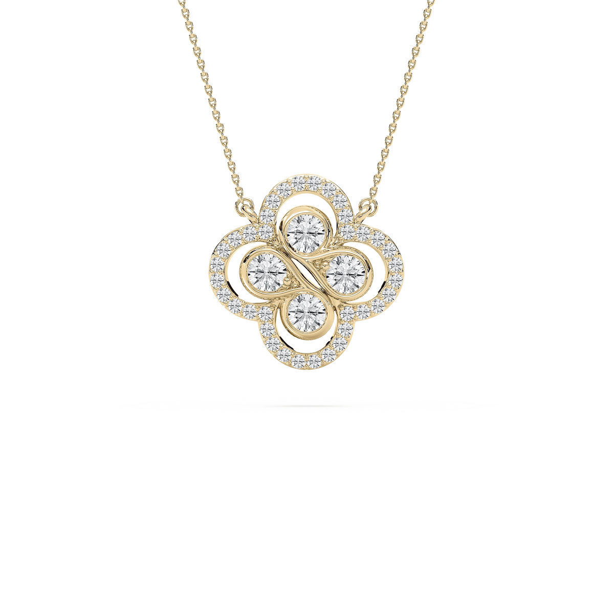 1 ½ ctw Round Lab Grown Diamond Clover Pendant - 18 Inches