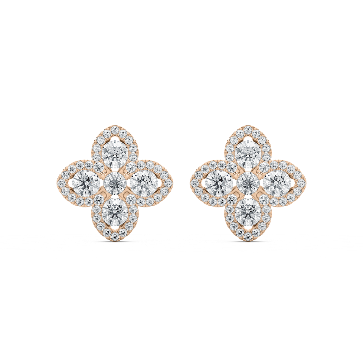 1  ctw Round Lab Grown Diamond Clover Stud Earrings