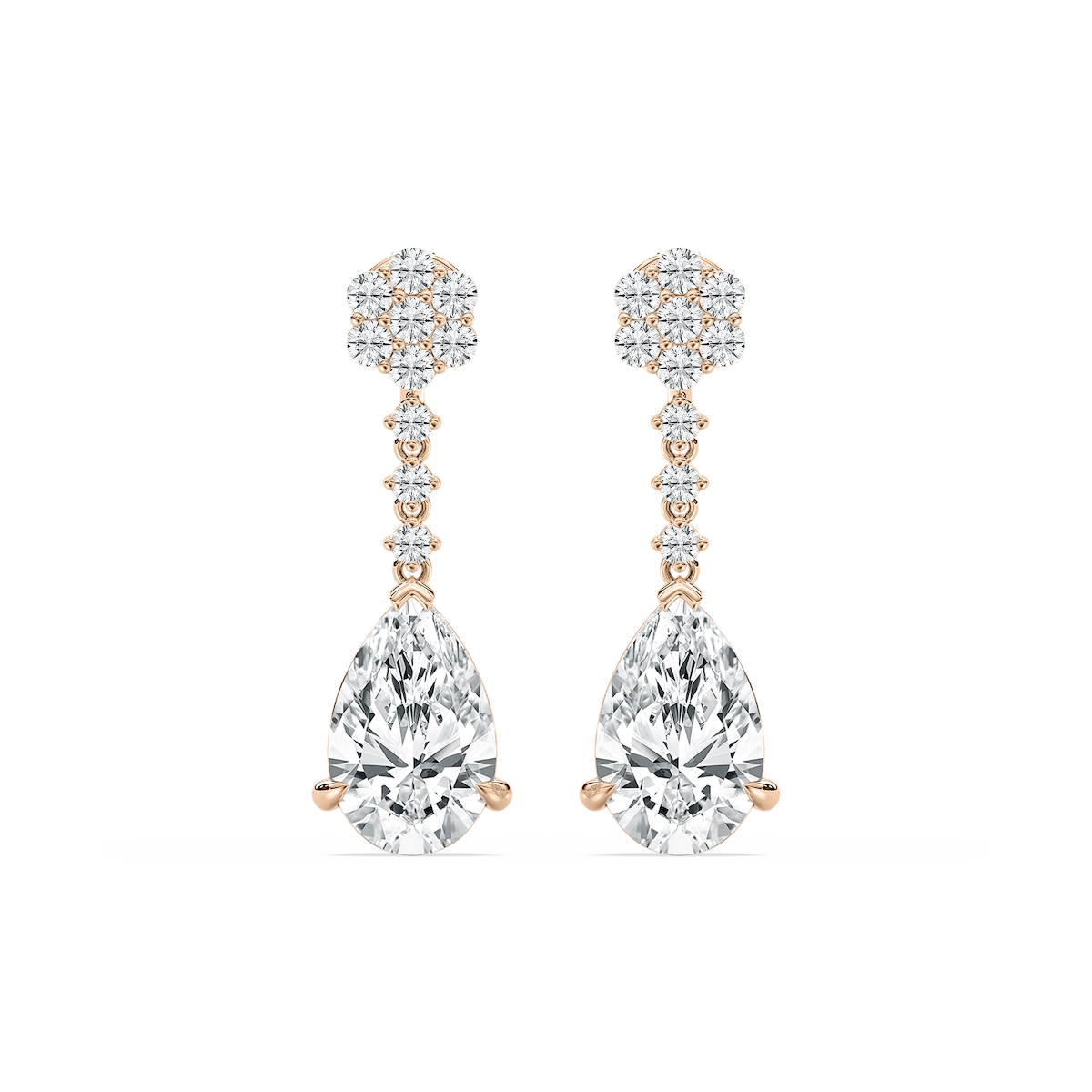 2 ¼ ctw Pear and Round Lab Grown Diamond Drop Earrings