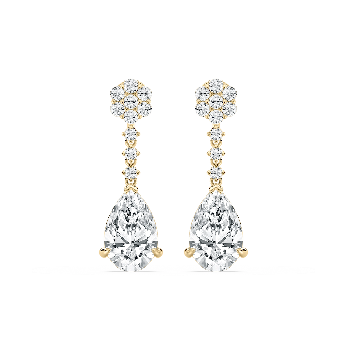 2 ¼ ctw Pear and Round Lab Grown Diamond Drop Earrings