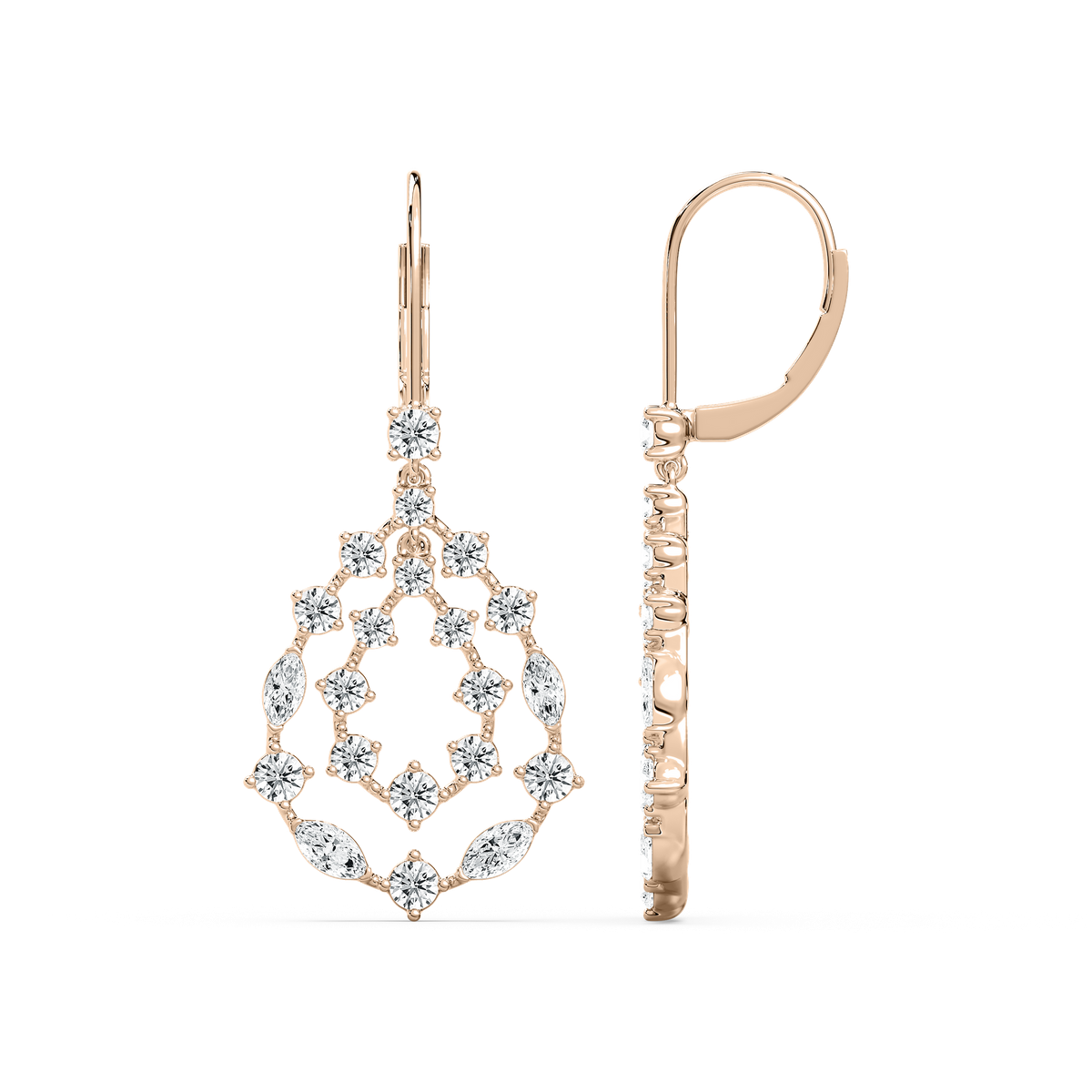 2 ¹⁄₃ ctw Marquise and Round Lab Grown Diamond Cluster Drop Earrings