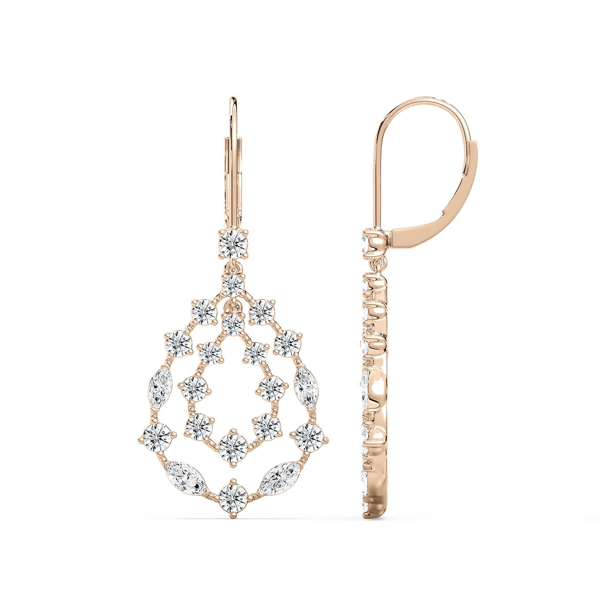 2 ¹⁄₃ ctw Marquise and Round Lab Grown Diamond Cluster Drop Earrings