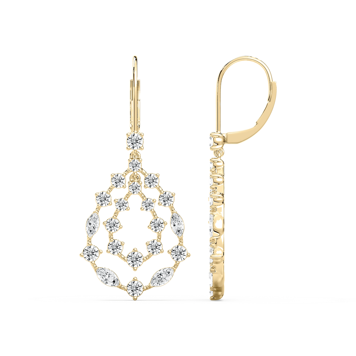 2 ¹⁄₃ ctw Marquise and Round Lab Grown Diamond Cluster Drop Earrings
