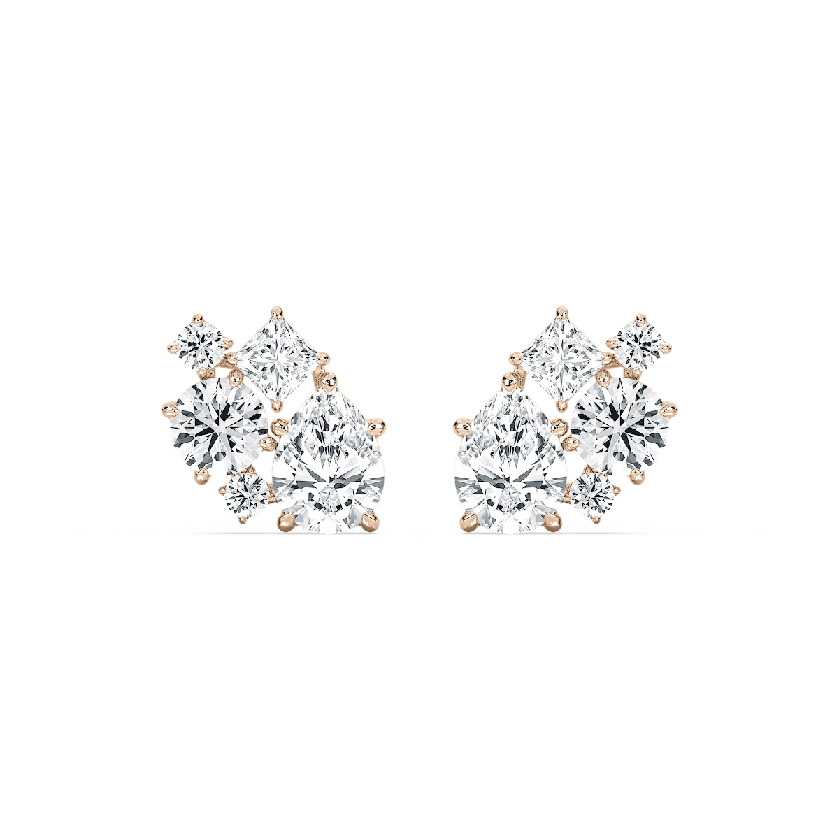 3 ³⁄₄ ctw Multi-Stone Lab Grown Diamond Clustered Stud Earrings