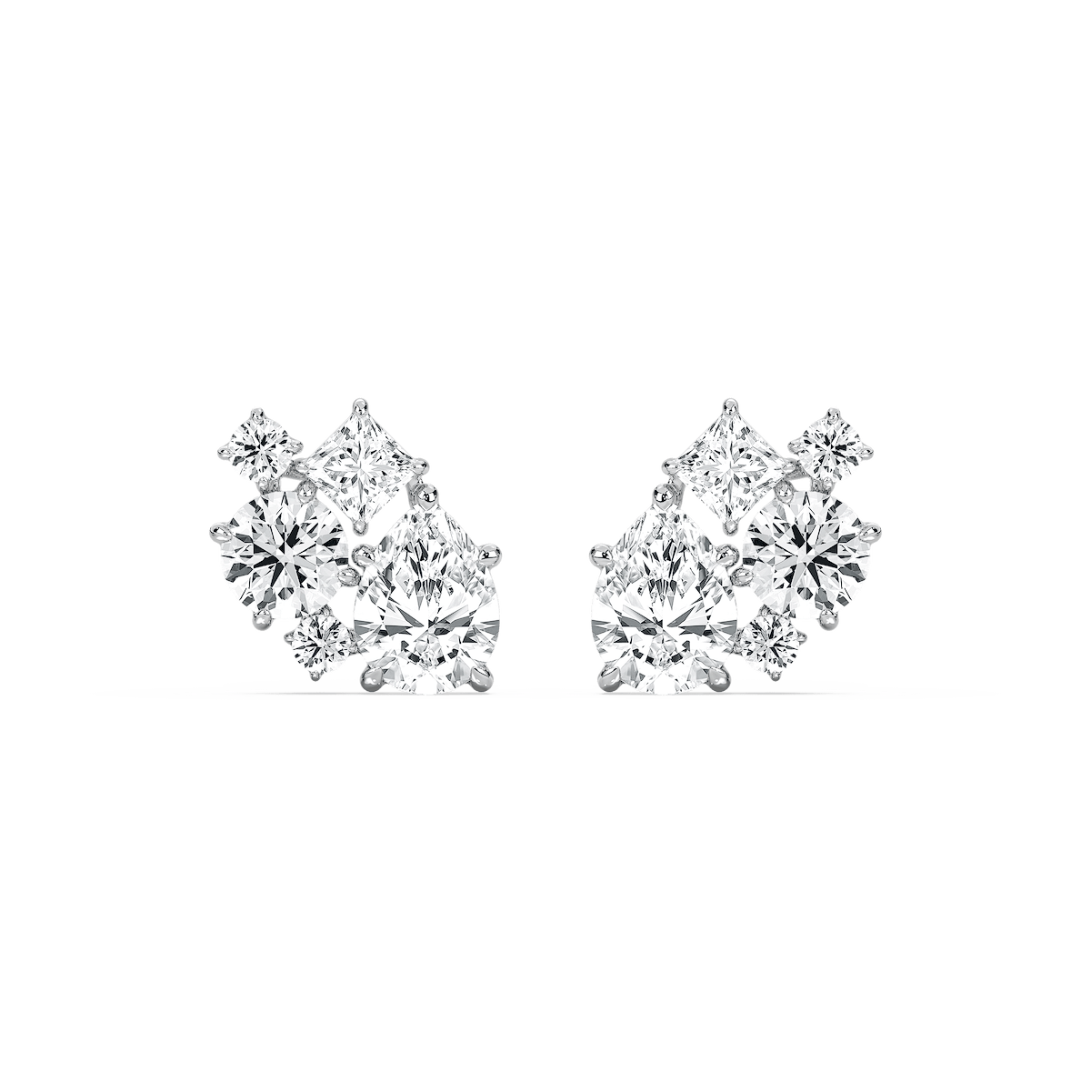 3 ³⁄₄ ctw Multi-Stone Lab Grown Diamond Clustered Stud Earrings
