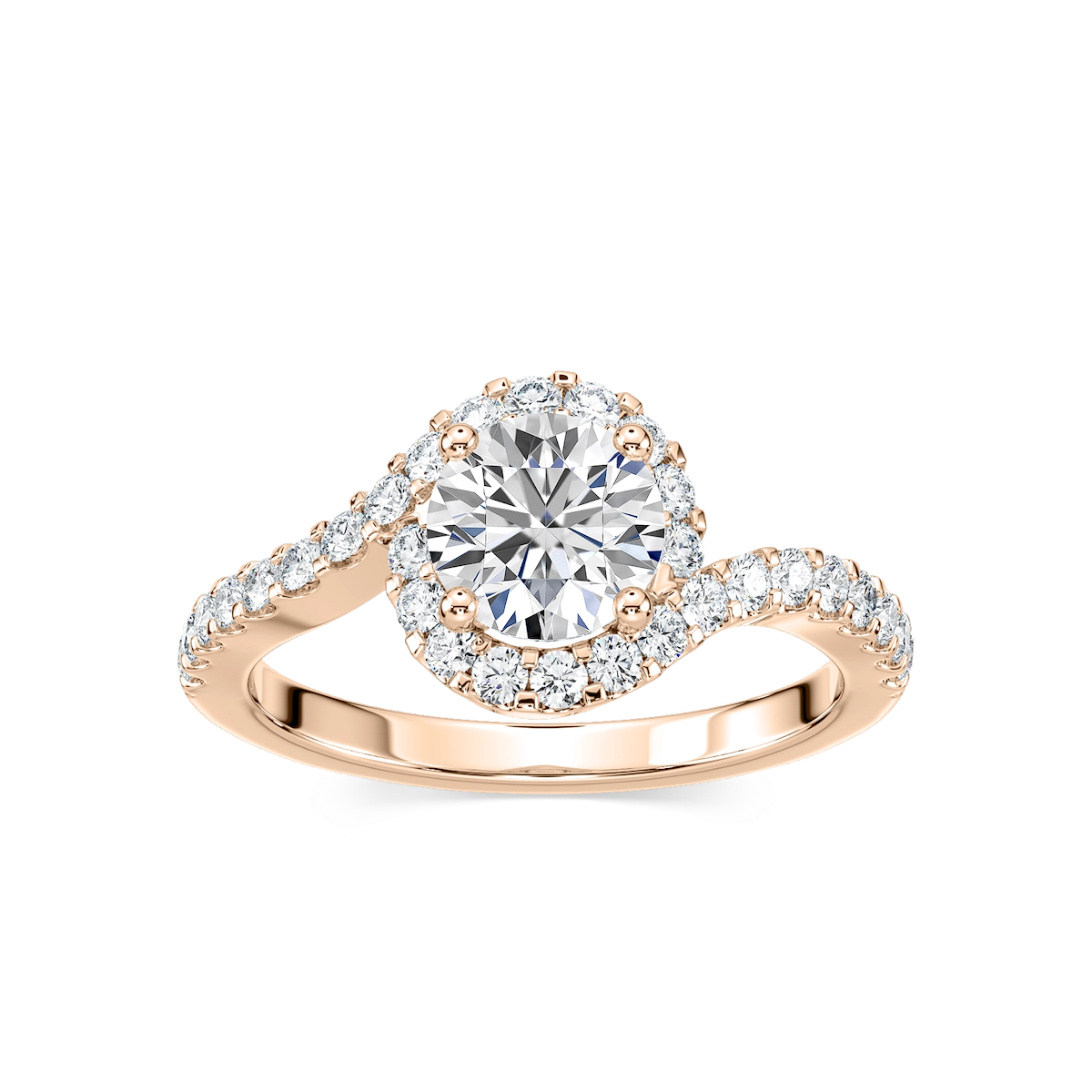 Madison Round Lab Grown Diamond Bypass Halo Engagement Ring