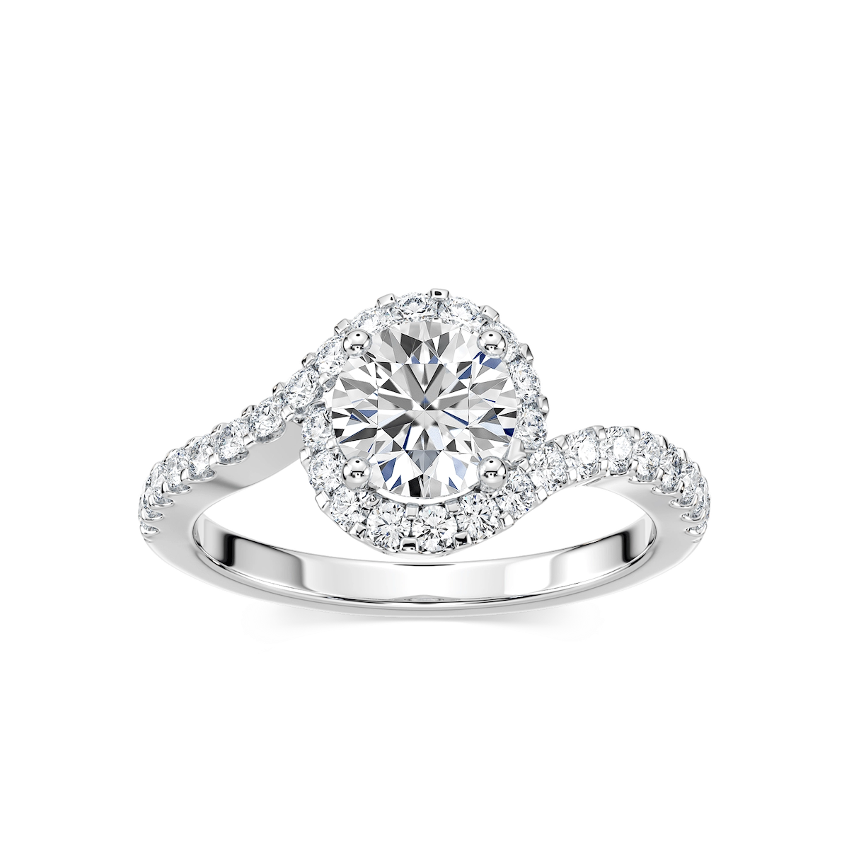 Madison Round Lab Grown Diamond Bypass Halo Engagement Ring
