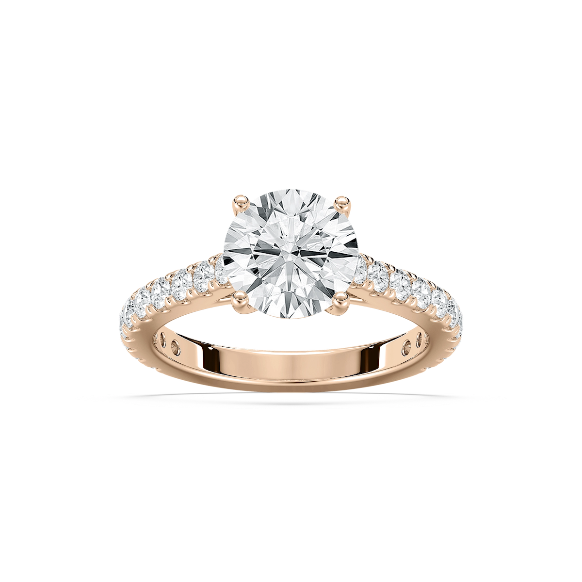 Meg Lab Grown Diamond Pave Cathedral Side Stone Engagement Ring