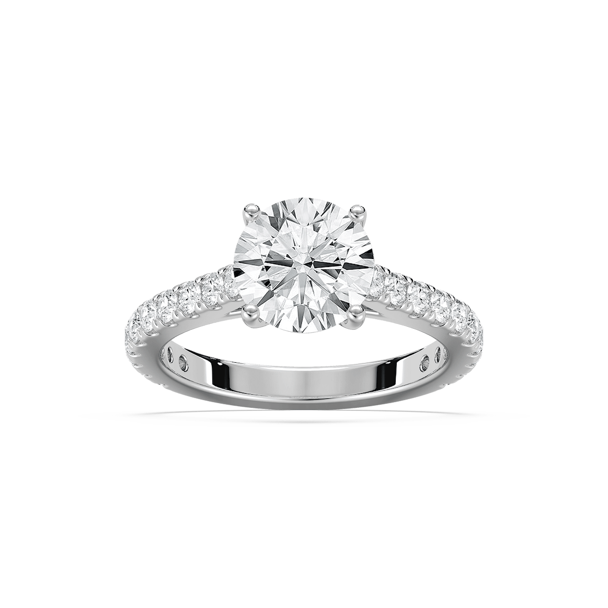 Meg Lab Grown Diamond Pave Cathedral Side Stone Engagement Ring