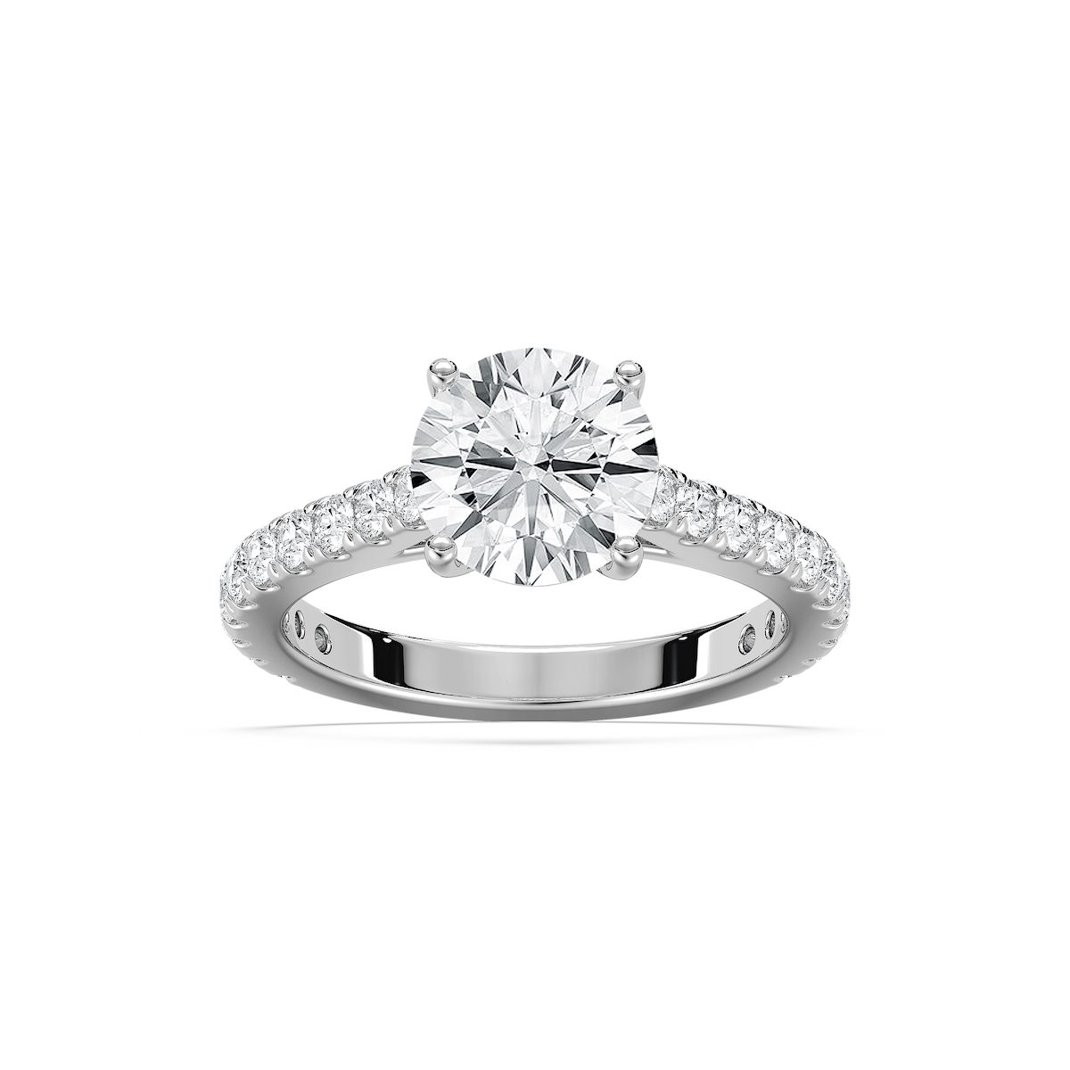 Meg Lab Grown Diamond Pave Cathedral Side Stone Engagement Ring