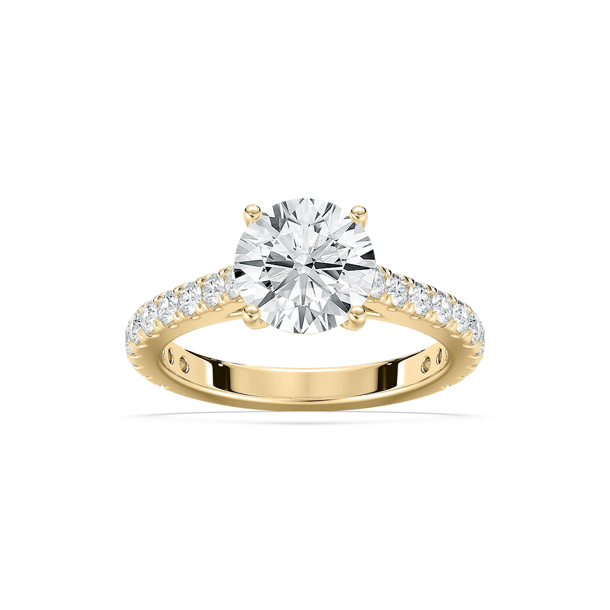 Meg Lab Grown Diamond Pave Cathedral Side Stone Engagement Ring