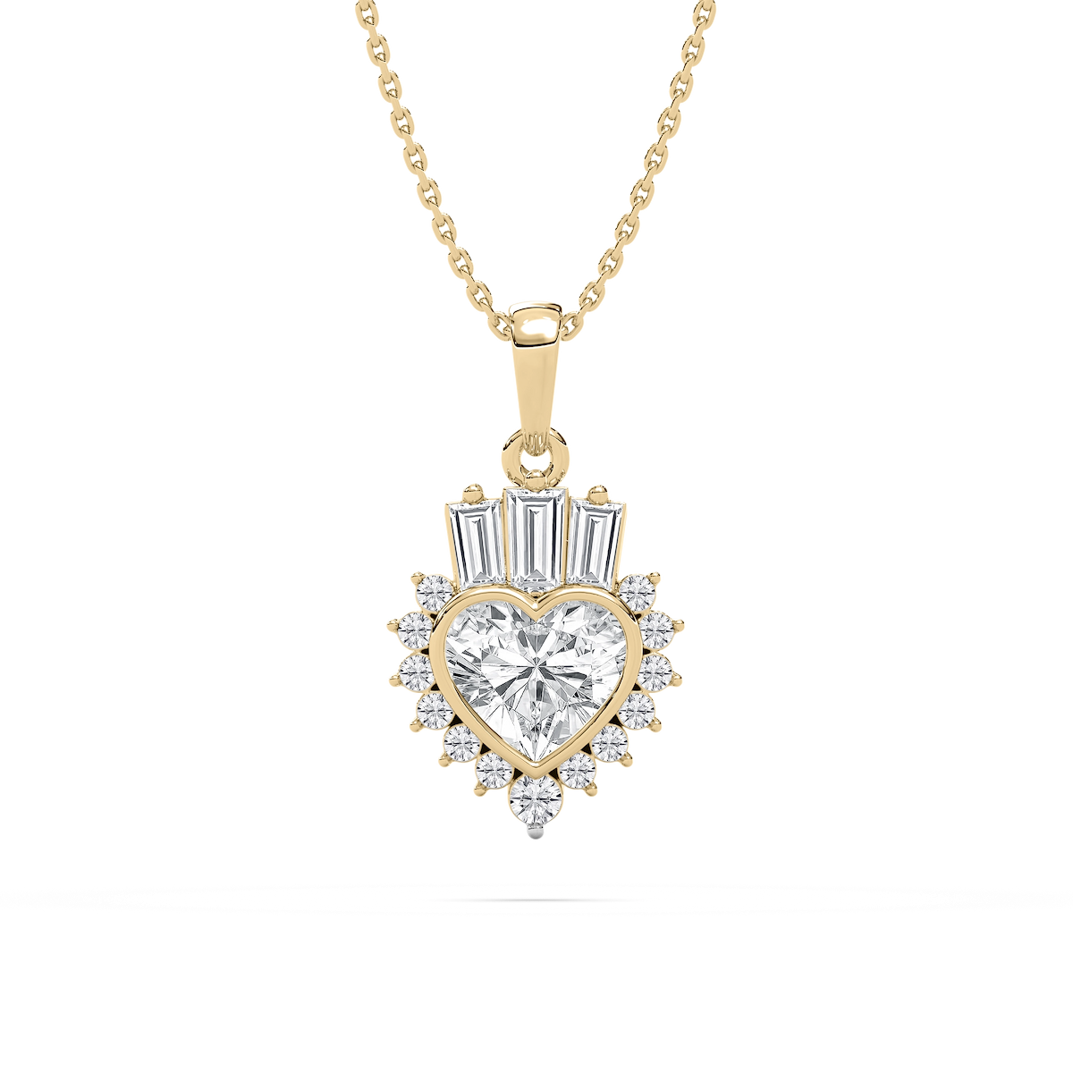 1 ½ ctw Heart, Tapered Baguette and Round Lab Grown Diamond Crown