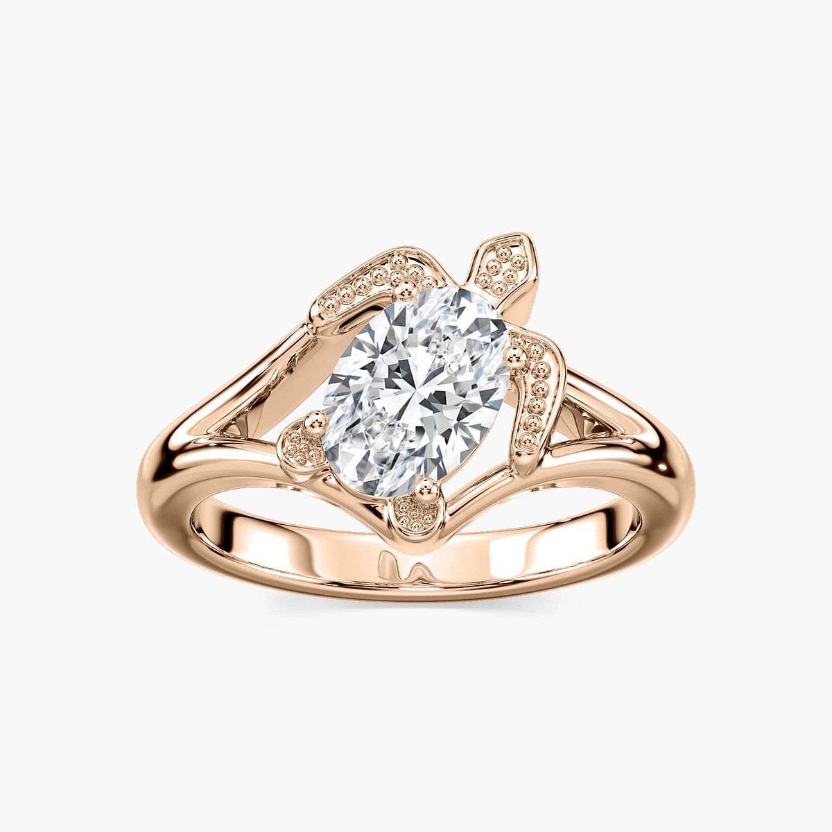 Frannie Oval Lab Grown Diamond Crush Turtle Solitaire Engagement Ring
