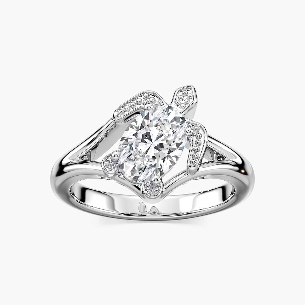 Frannie Oval Lab Grown Diamond Crush Turtle Solitaire Engagement Ring