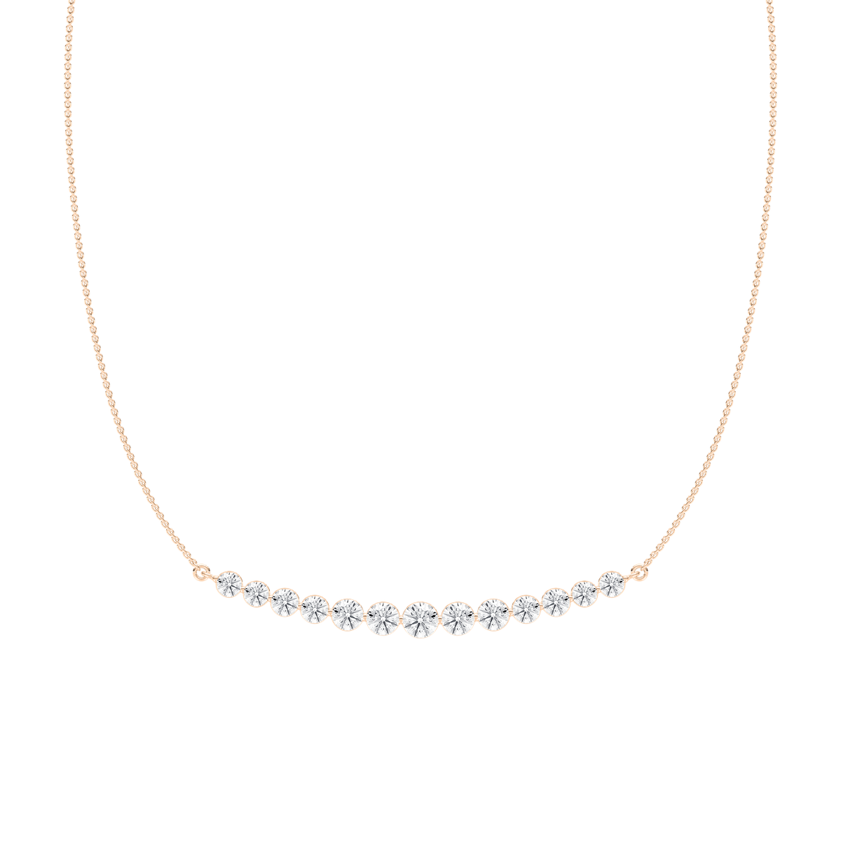 3 ⅞ ctw Round Lab Grown Diamond Curved Bar Necklace - 18 Inches