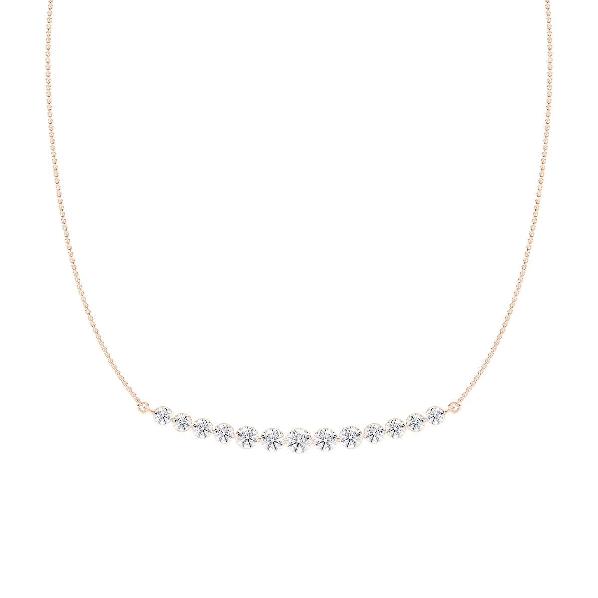 3 ⅞ ctw Round Lab Grown Diamond Curved Bar Necklace - 18 Inches