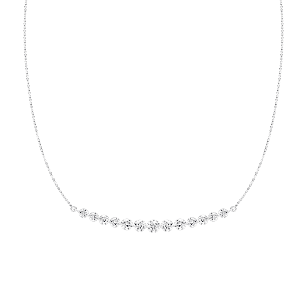 3 ⅞ ctw Round Lab Grown Diamond Curved Bar Necklace - 18 Inches