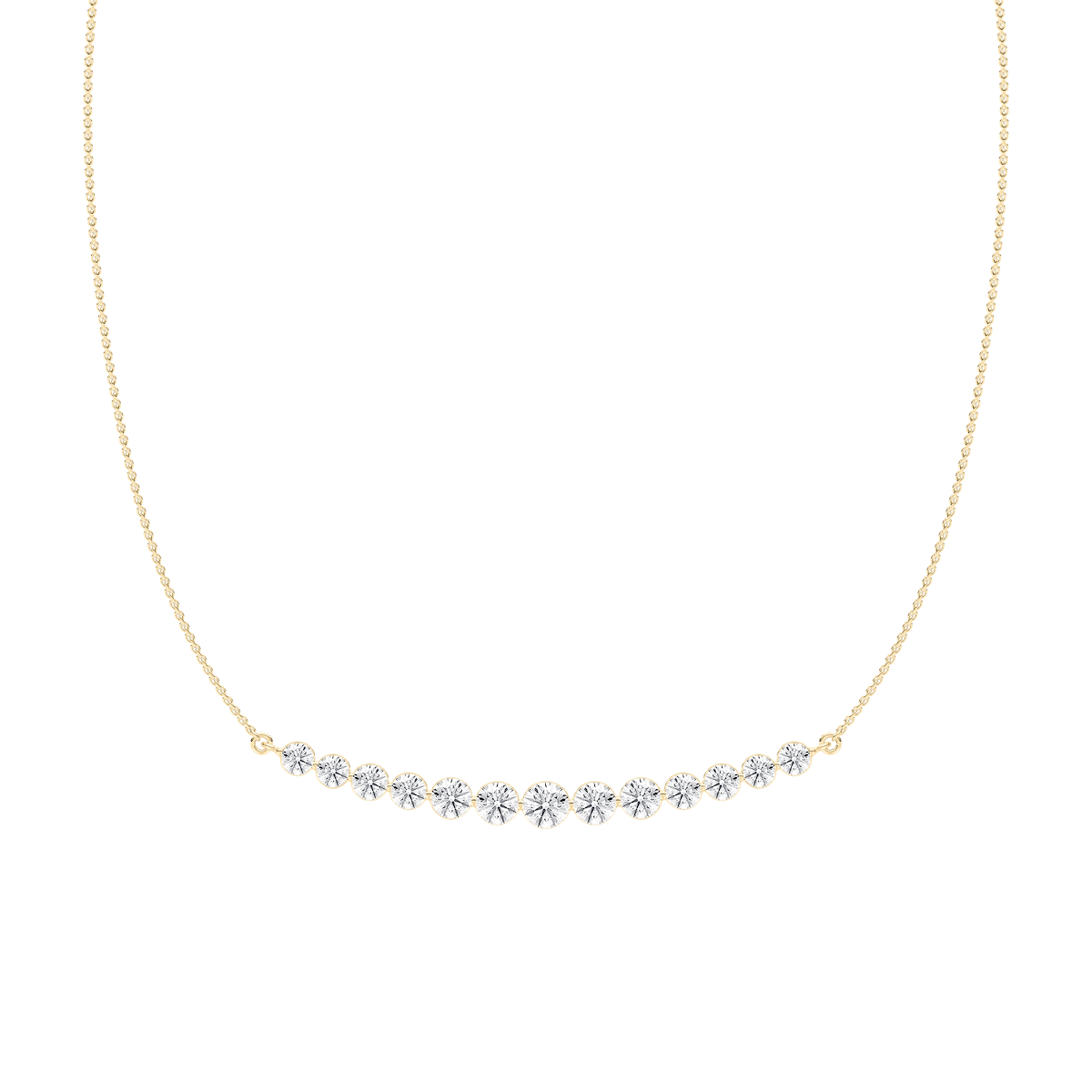 3 ⅞ ctw Round Lab Grown Diamond Curved Bar Necklace - 18 Inches