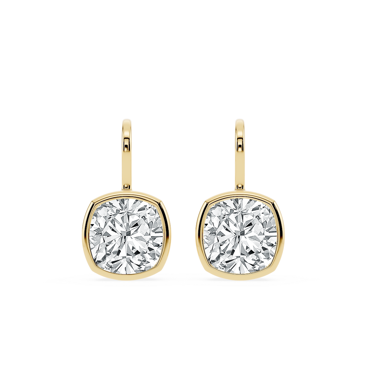 Cushion Lab Grown Diamond Bezel Drop Earrings